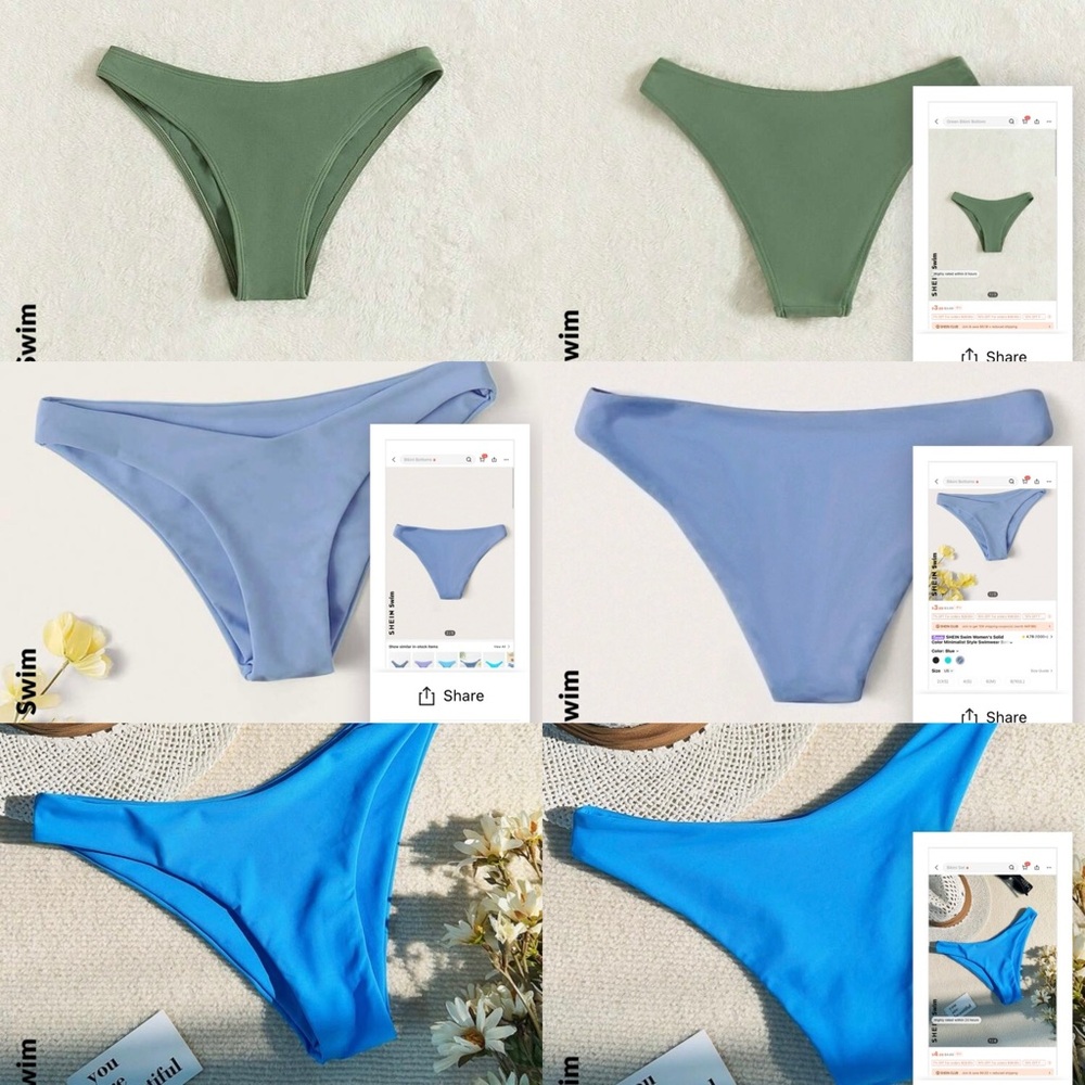 Stylish Bikini Bottoms in Green and Blue